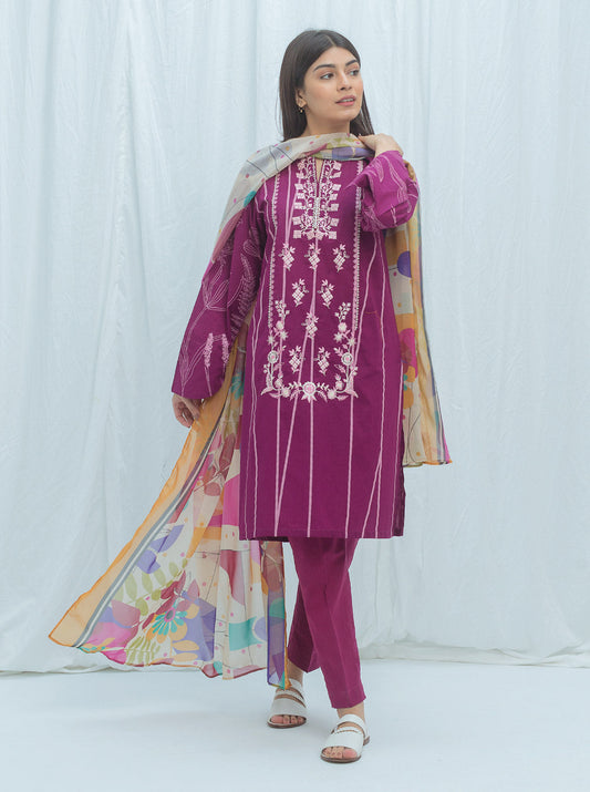 Beechtree - Amethyst Afterglow-Embroidered-3P (UNSTITCHED)