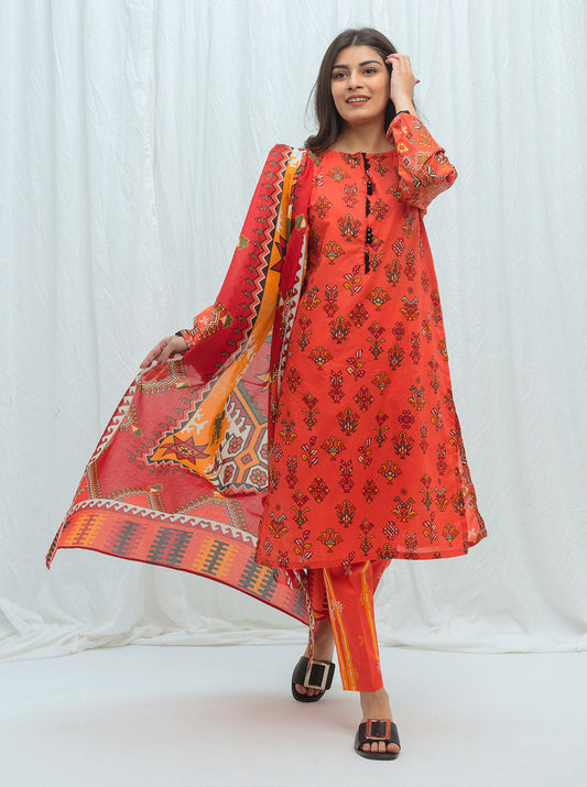 Beechtree - Coral Crush-Printed-3P (UNSTITCHED)