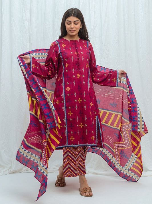 Beechtree - Berry Rich-Printed-3P (UNSTITCHED)