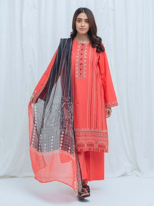 Beechtree - Poppy Coral-Embroidered-2P (UNSTITCHED)