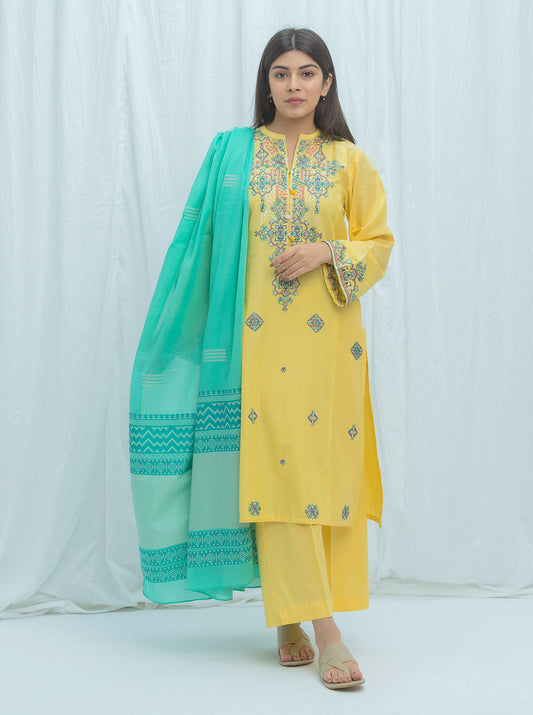 Beechtree - Yellow Iris-Embroidered-3P (UNSTITCHED)