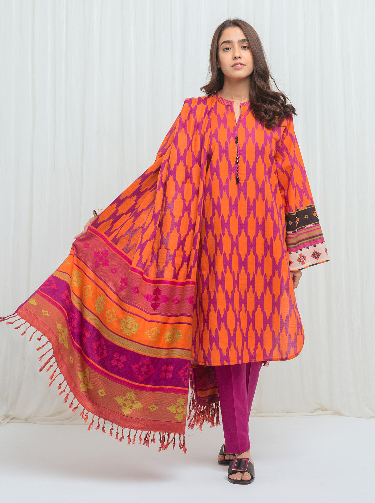 Beechtree - Radiant Violet With Jacquard Shawl-3P