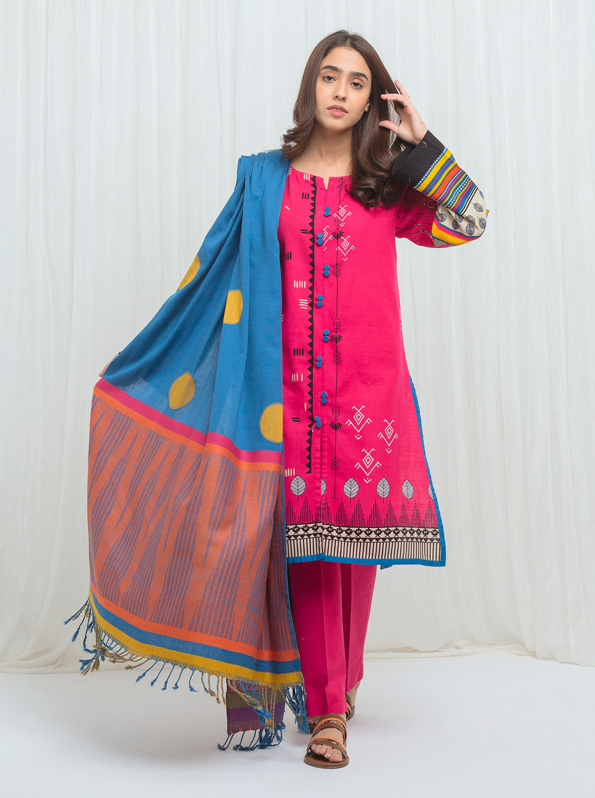 Beechtree - Fuchsia Fusion With Jacquard Shawl-3P