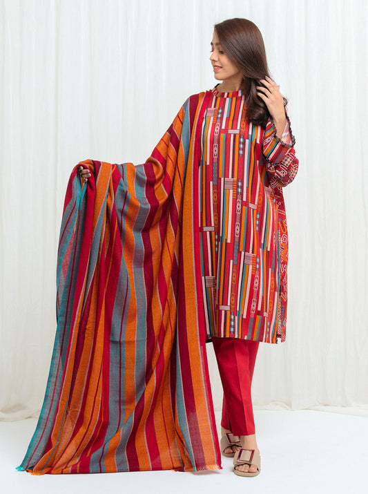 Beechtree - Crimson Lines With Woven Shawl - 3P