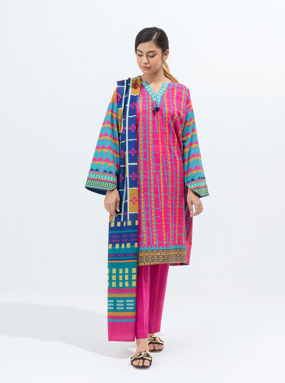 Beechtree - Primrose Bloom-Printed With Shawl-3P (UNSTITCHED)