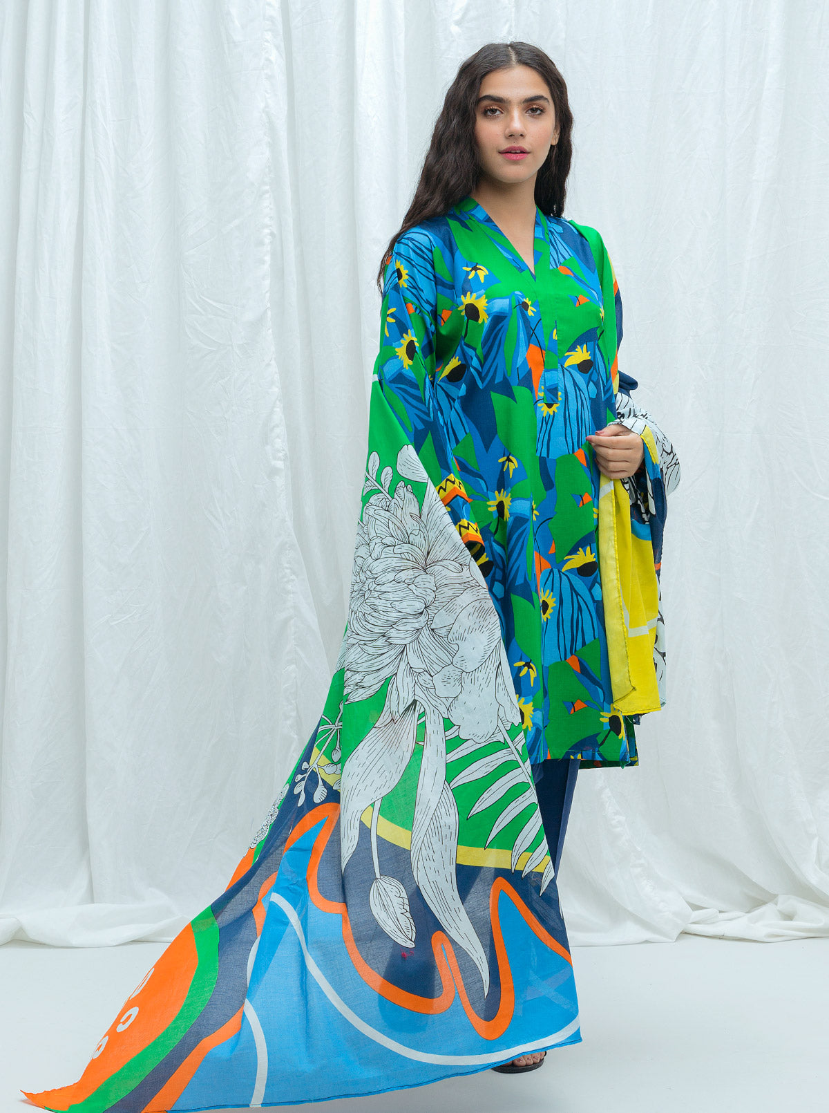 Beechtree - Breezy Blossom-Printed-3P (UNSTITCHED)