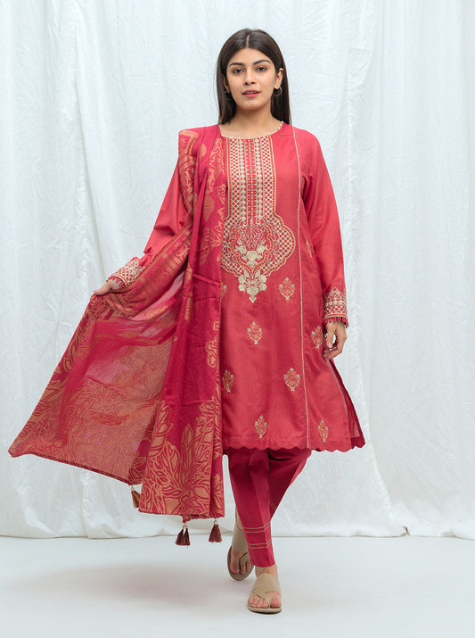 Beechtree - Primrose Red-Embroidered-2P (UNSTITCHED)