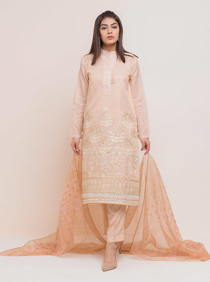 Beechtree - Embroidered Shirt With Dupatta