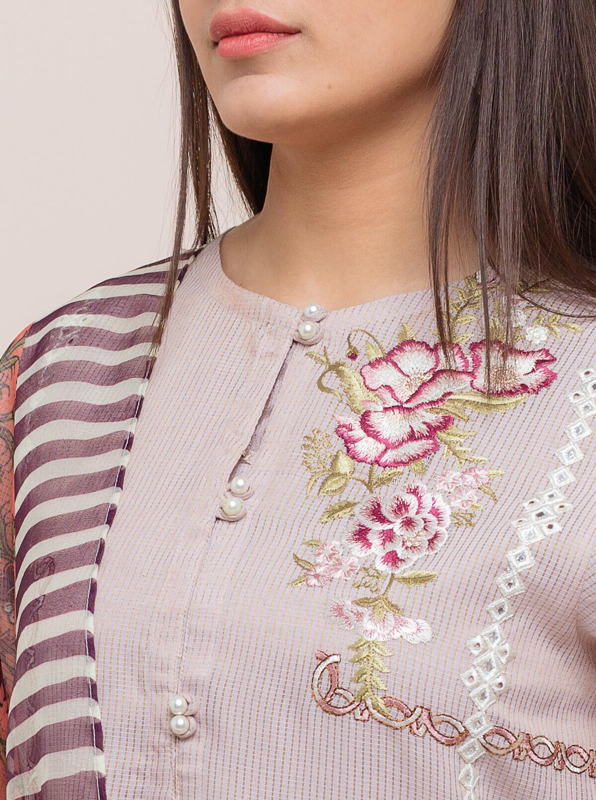 Beechtree - Embroidered Shirt With Dupatta
