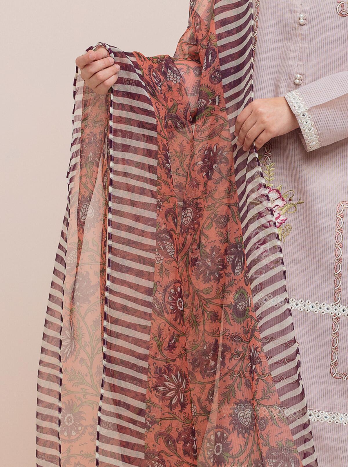 Beechtree - Embroidered Shirt With Dupatta