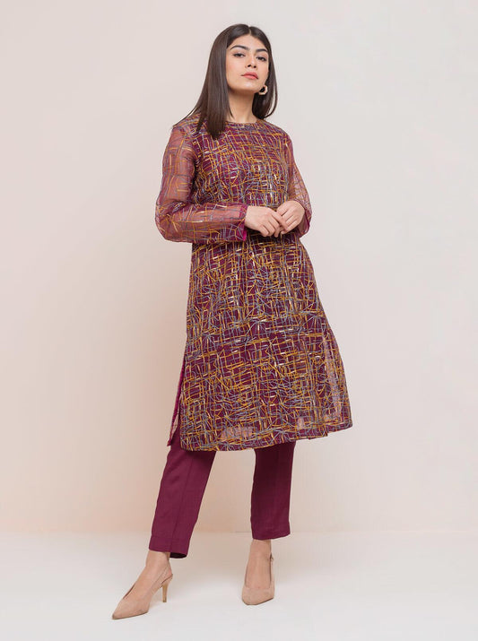 Beechtree - EMBROIDERED ORGANZA SHIRT (LUXURY PRET)