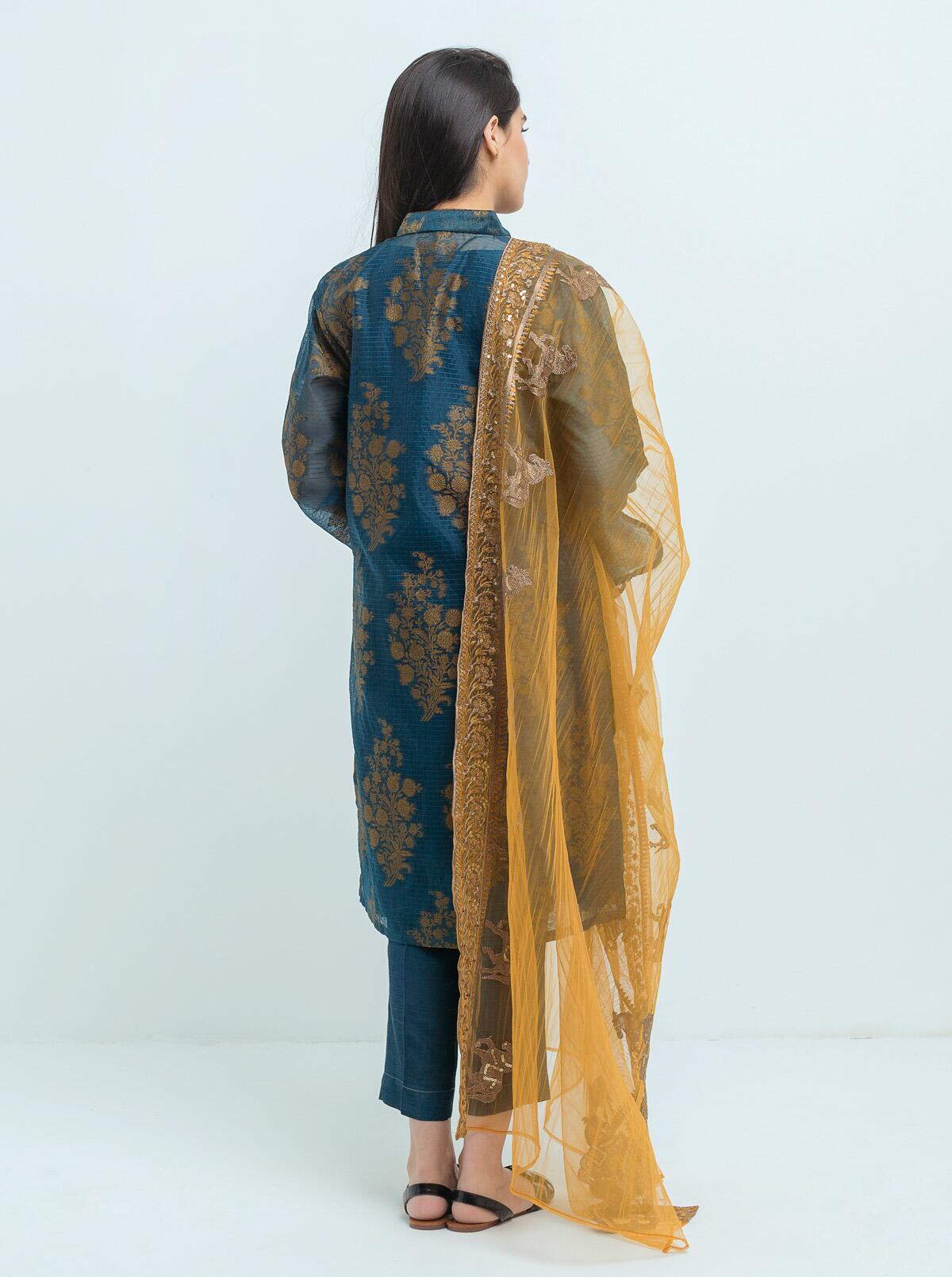 Beechtree - Embroidered Shirt With Dupatta