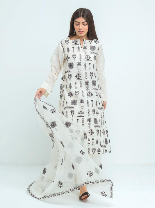 Beechtree - Embroidered Shirt With Dupatta