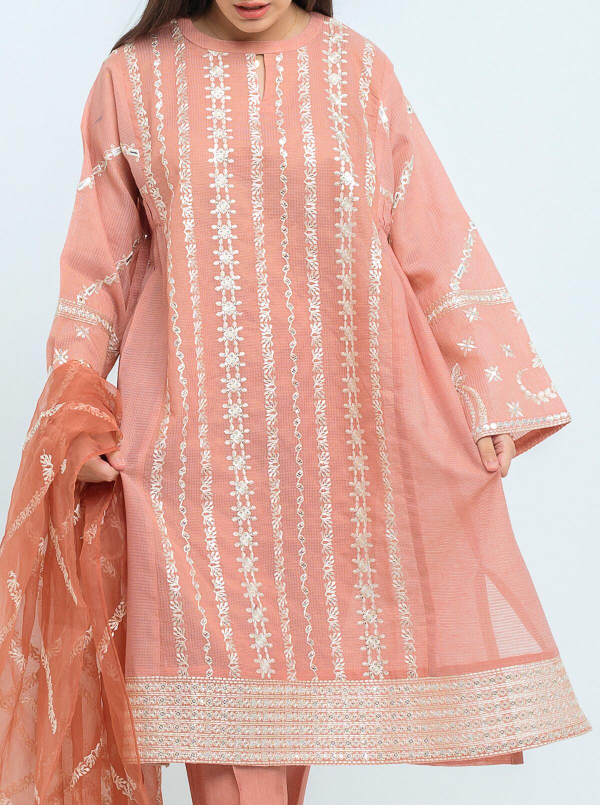 Beechtree - Embroidered Shirt With Dupatta