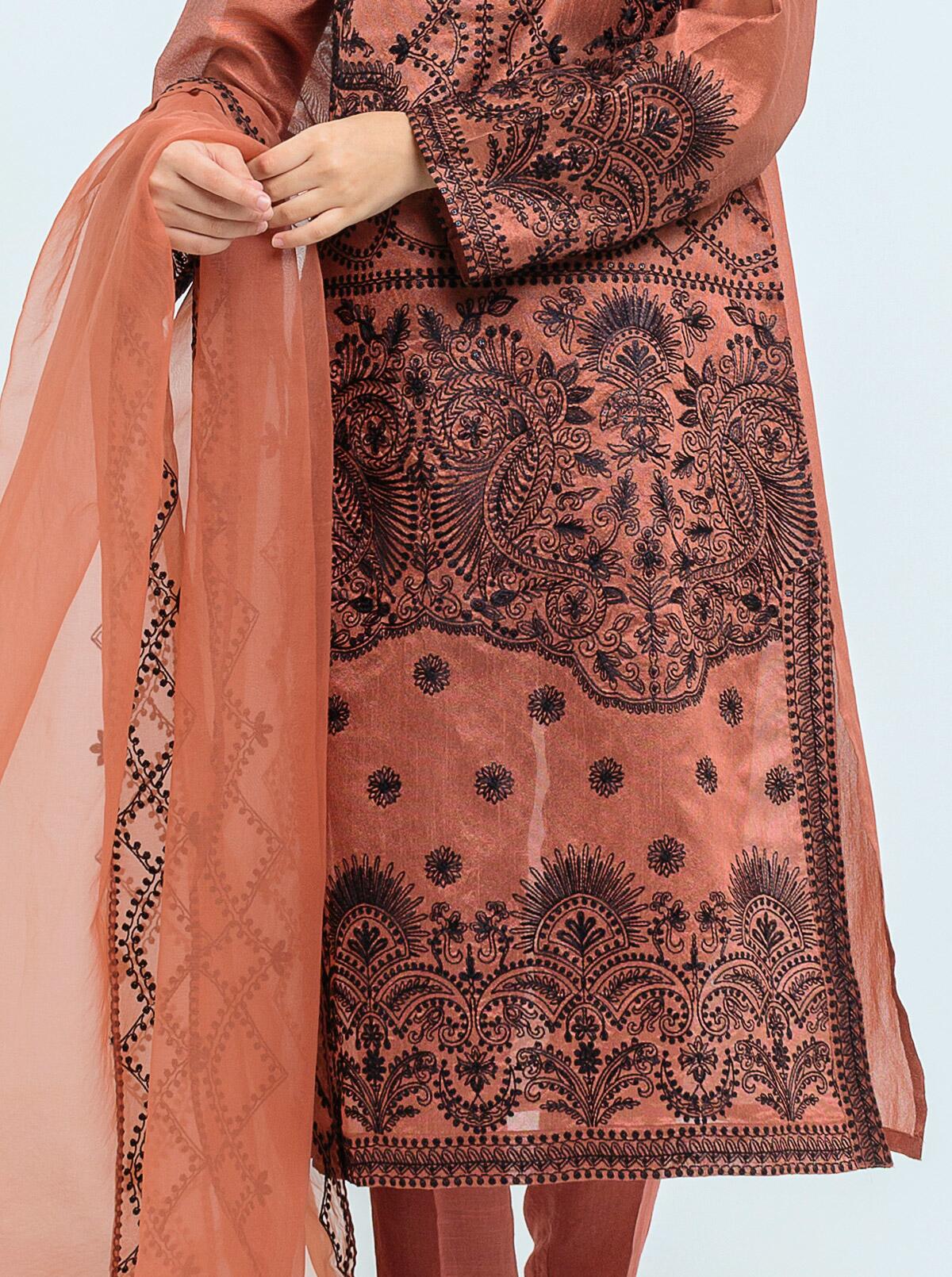 Beechtree - Embroidered Shirt With Dupatta