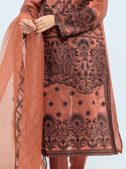 Beechtree - Embroidered Shirt With Dupatta