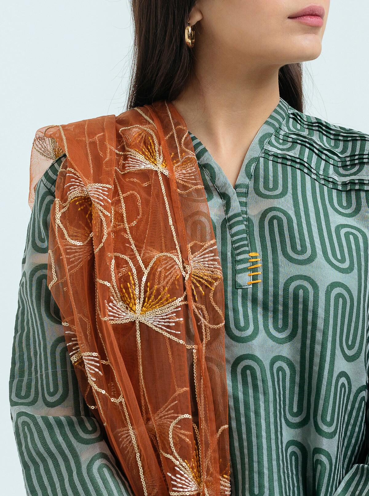 Beechtree - Jacquard Shirt With Dupatta