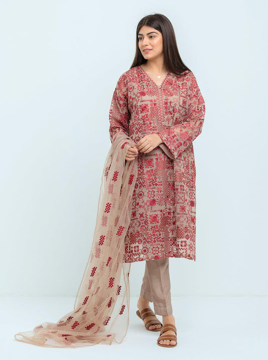 Beechtree - Embroidered Shirt With Dupatta