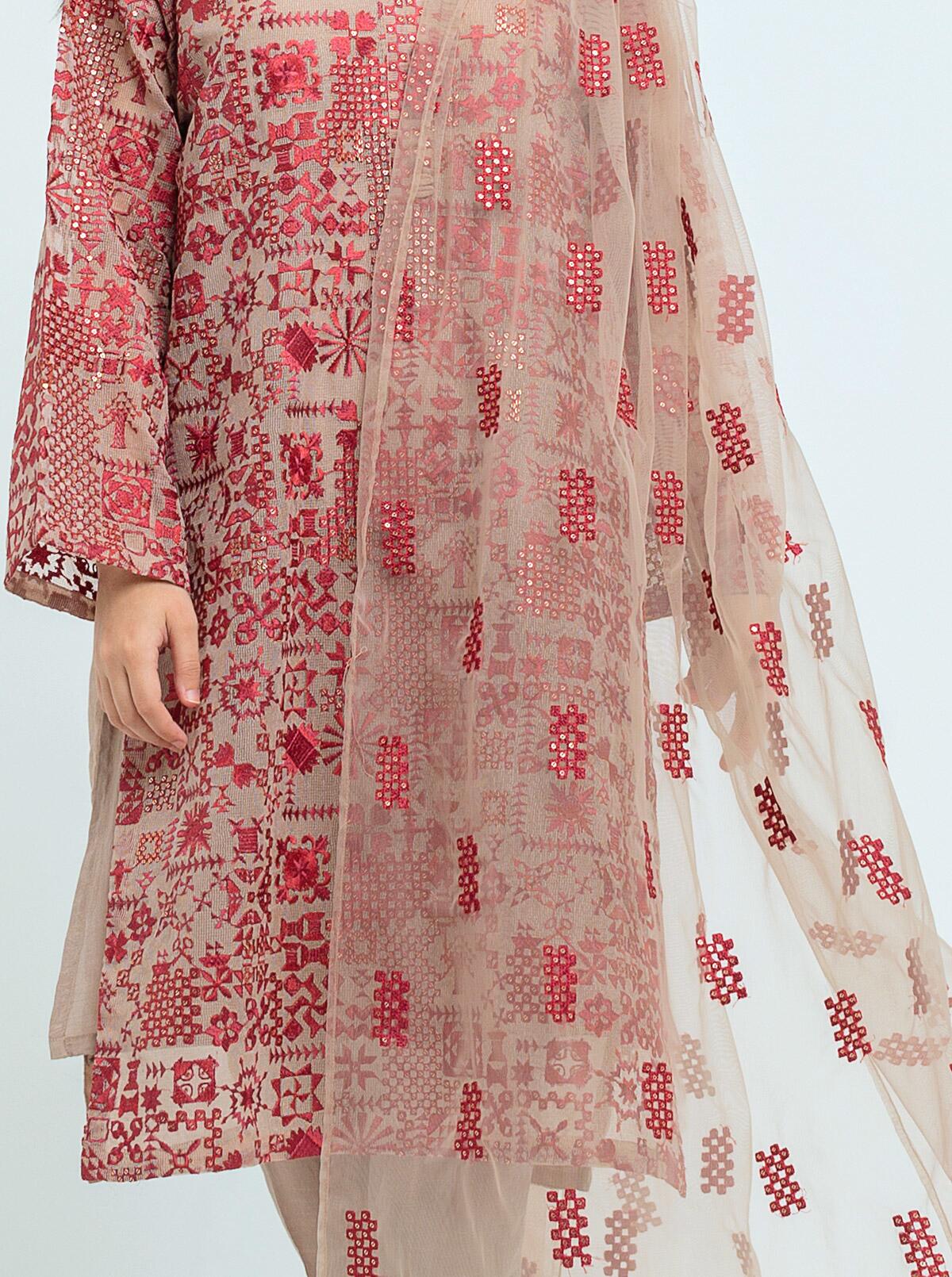 Beechtree - Embroidered Shirt With Dupatta