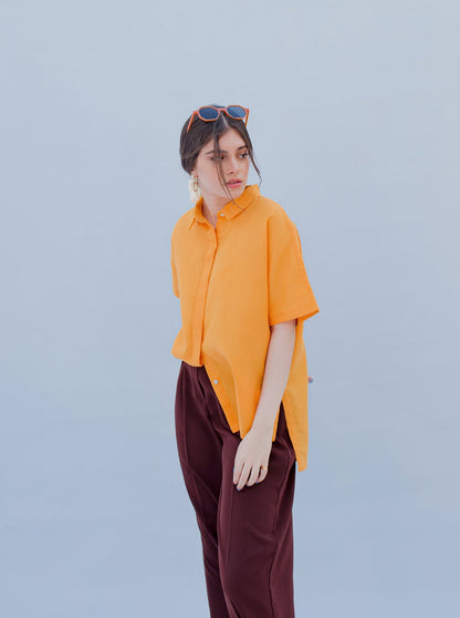 Beechtree - Yellow Short Sleeved Collar Shirt