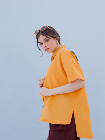 Beechtree - Yellow Short Sleeved Collar Shirt