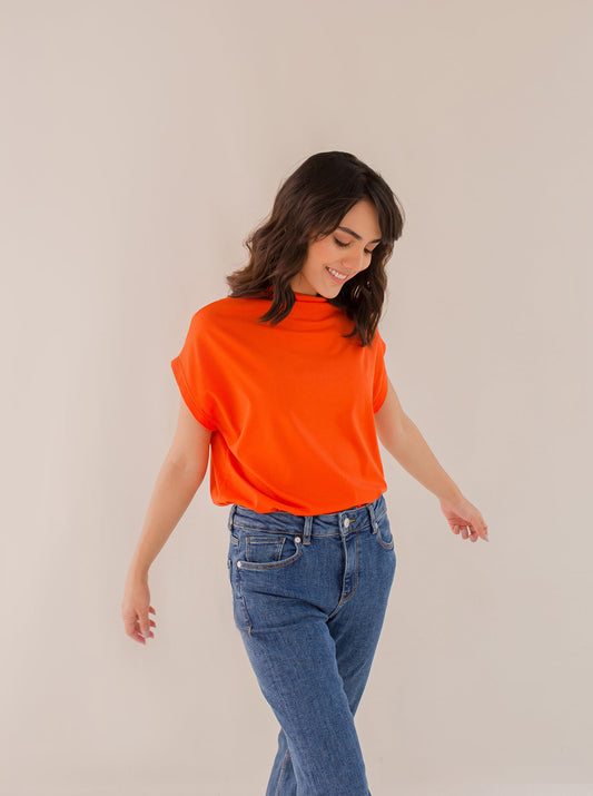 Beechtree - Orange Cowl Neck T-shirt