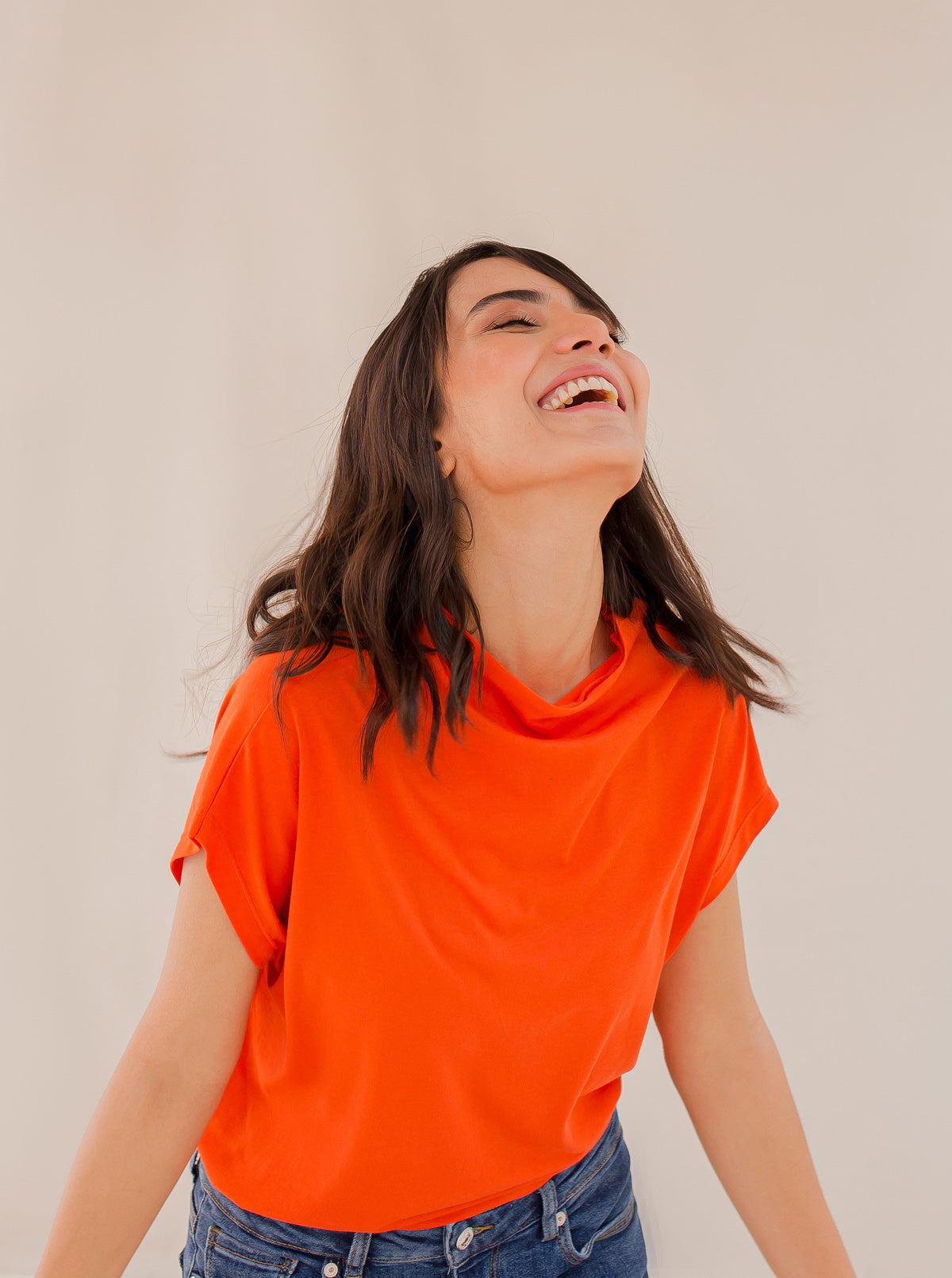 Beechtree - Orange Cowl Neck T-shirt