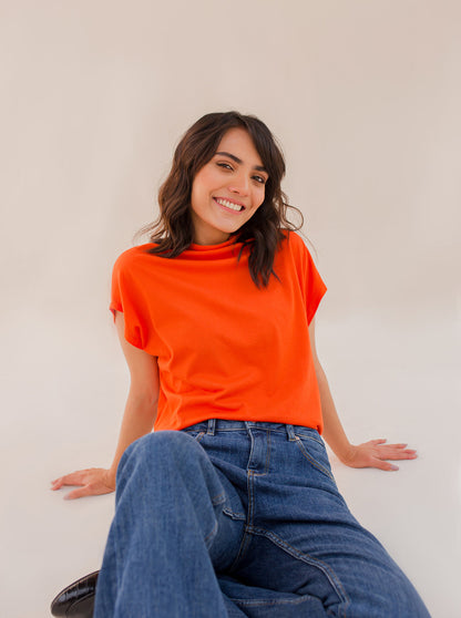 Beechtree - Orange Cowl Neck T-shirt