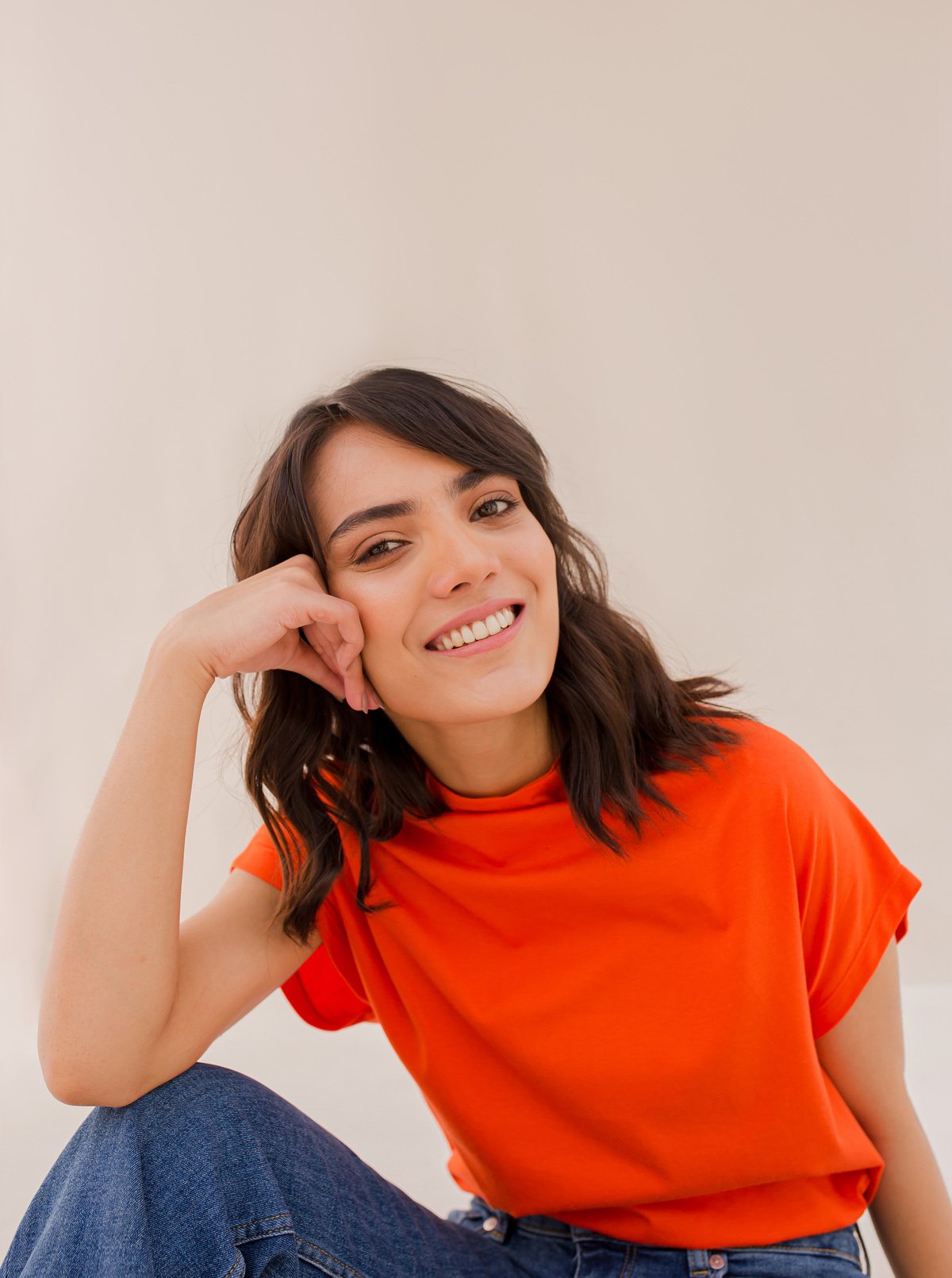 Beechtree - Orange Cowl Neck T-shirt