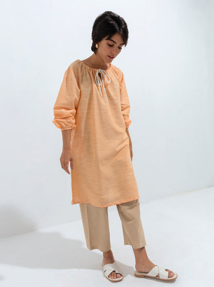 Beechtree - Peach Gathered Neck Tie Tunic