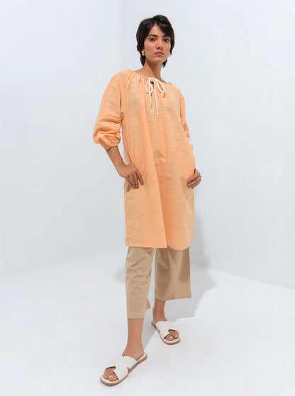 Beechtree - Peach Gathered Neck Tie Tunic