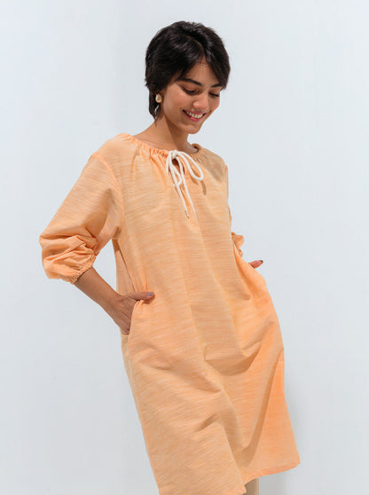 Beechtree - Peach Gathered Neck Tie Tunic