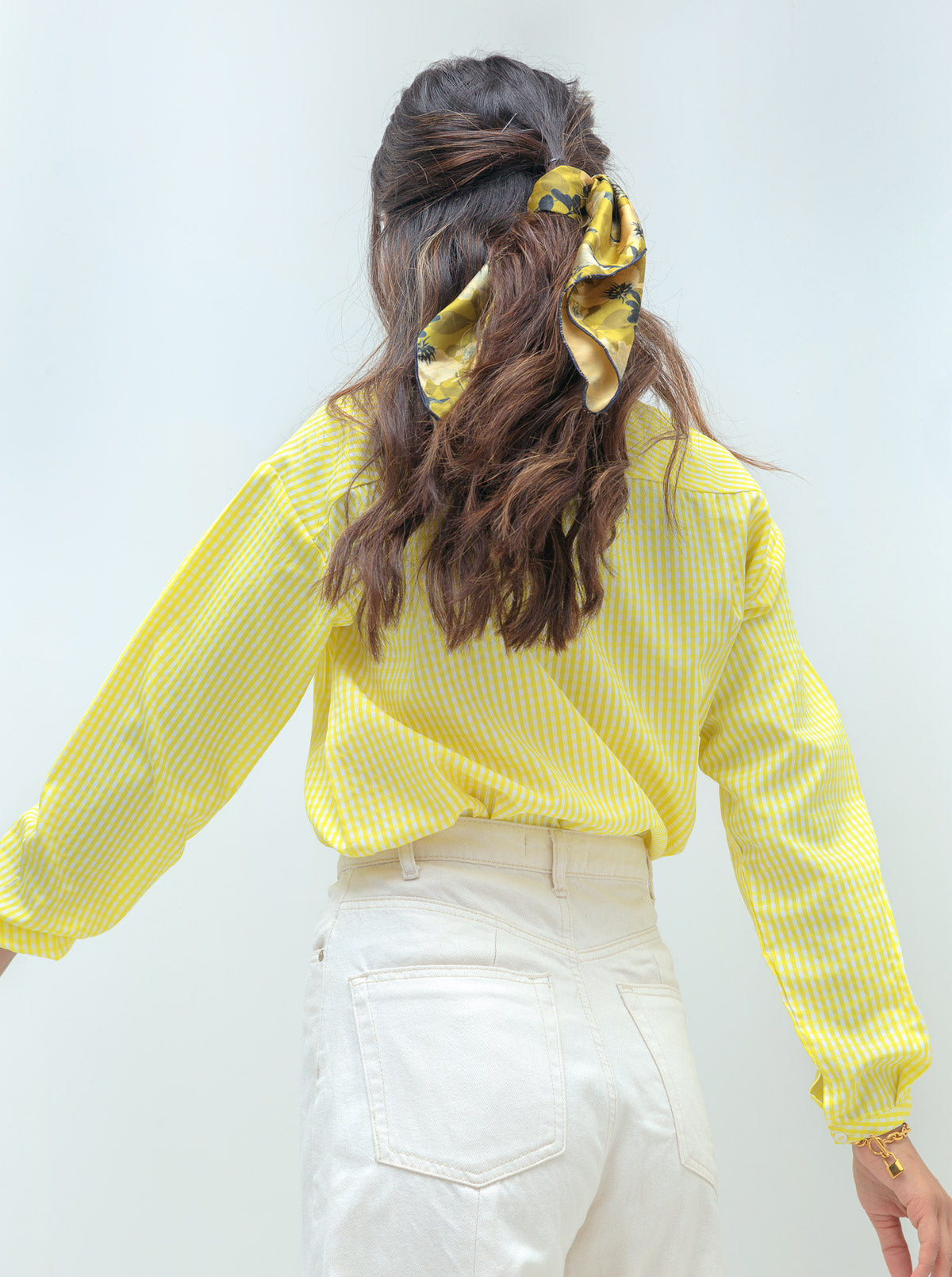 Beechtree - Yellow Check Neck Tie Blouse