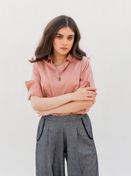 Beechtree - Gray Textured Baggy Pants