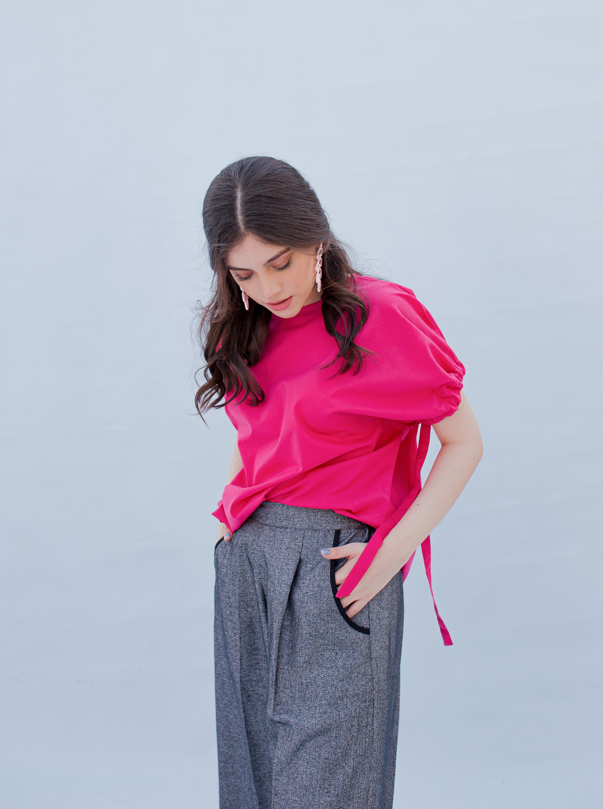 Beechtree - Pink Gathered Sleeve Top