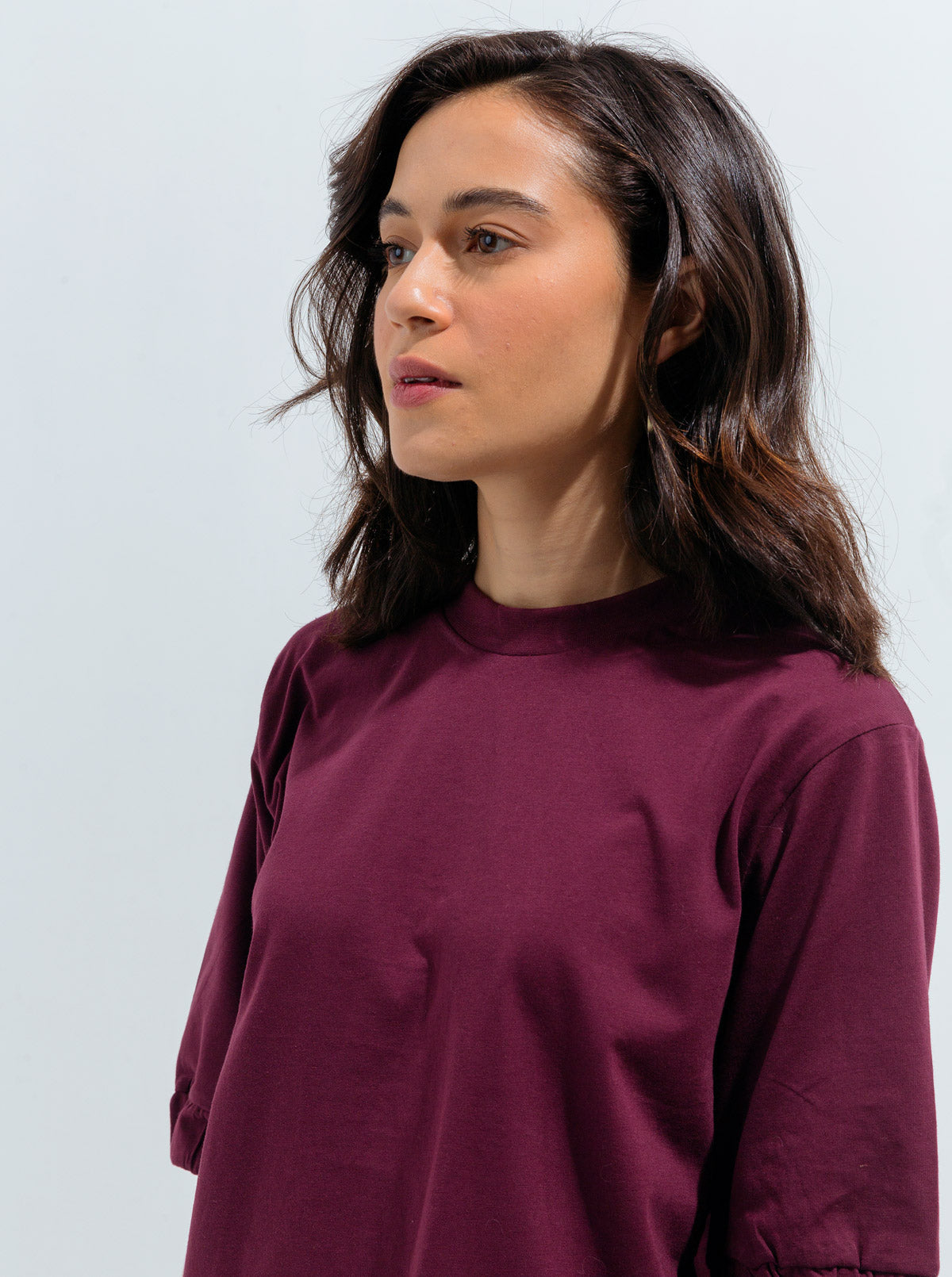 Beechtree - Maroon Gathered Sleeve T-shirt