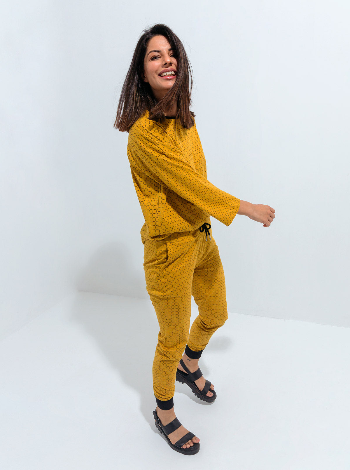 Beechtree - Mustard Geo-Print Summer Tracksuit