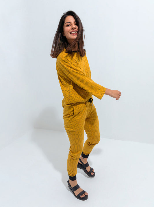 Beechtree - Mustard Geo-Print Summer Tracksuit