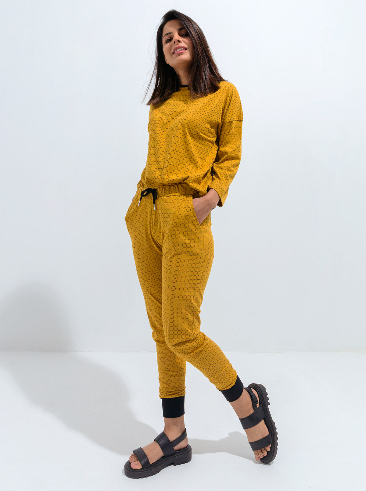 Beechtree - Mustard Geo-Print Summer Tracksuit