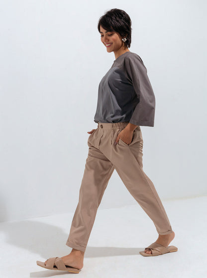 Beechtree - Gray Jersey Yoke Top