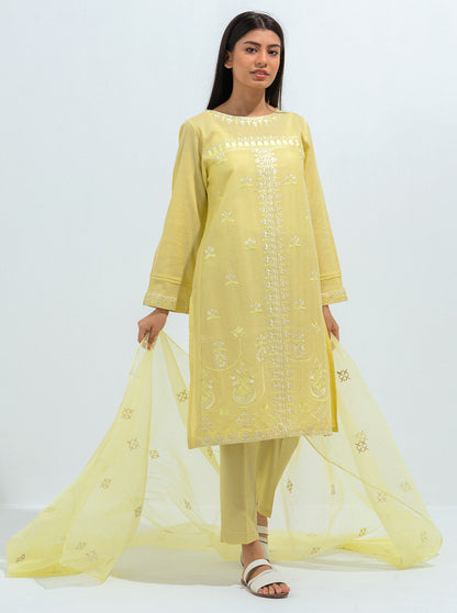 Beechtree - Embroidered Shirt With Dupatta And Pant