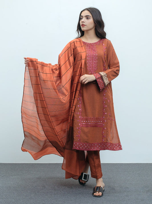 Beechtree - Embroidered Shirt With Dupatta