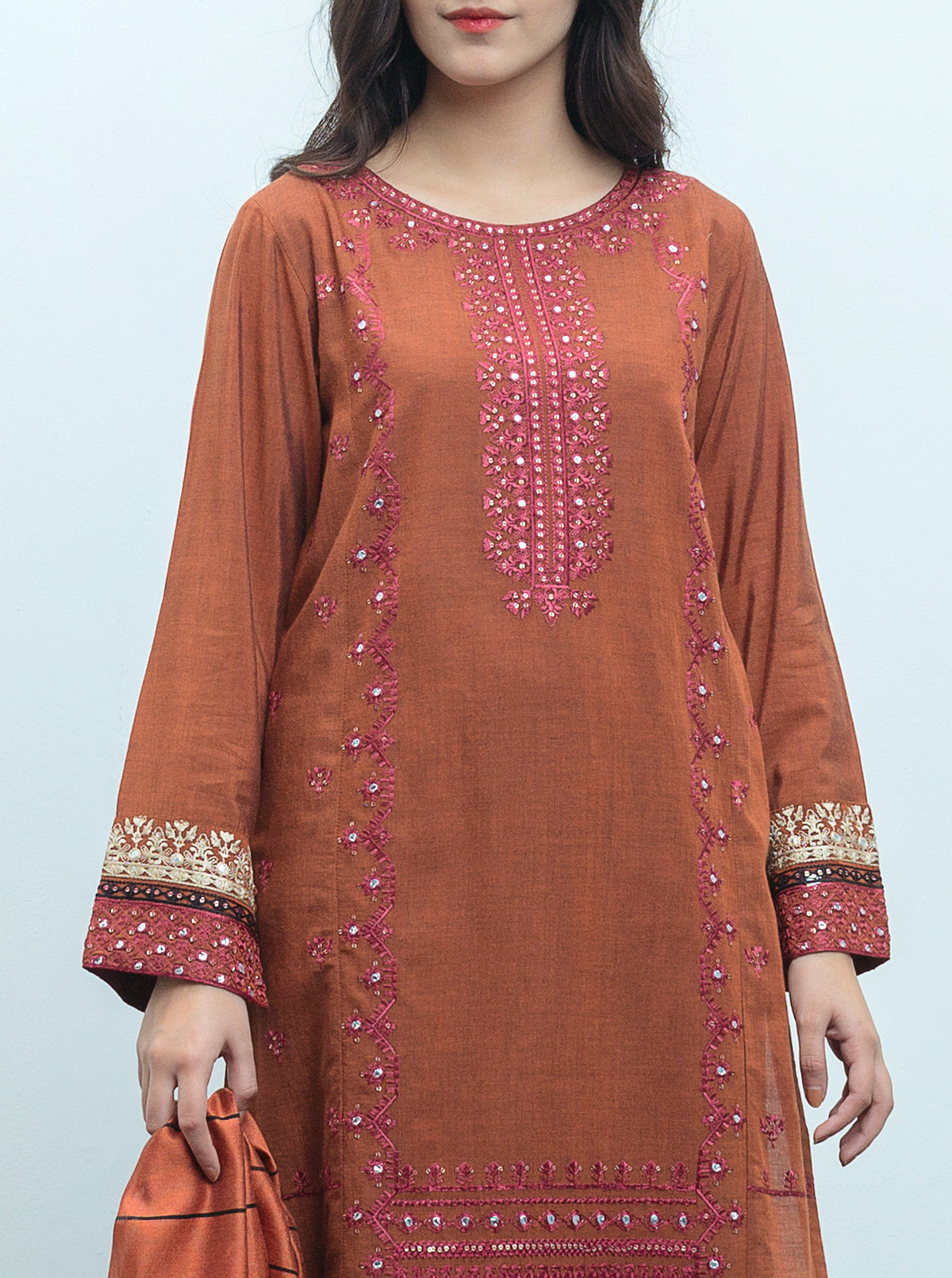 Beechtree - Embroidered Shirt With Dupatta