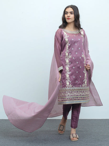 Beechtree - Embroidered Shirt With Dupatta