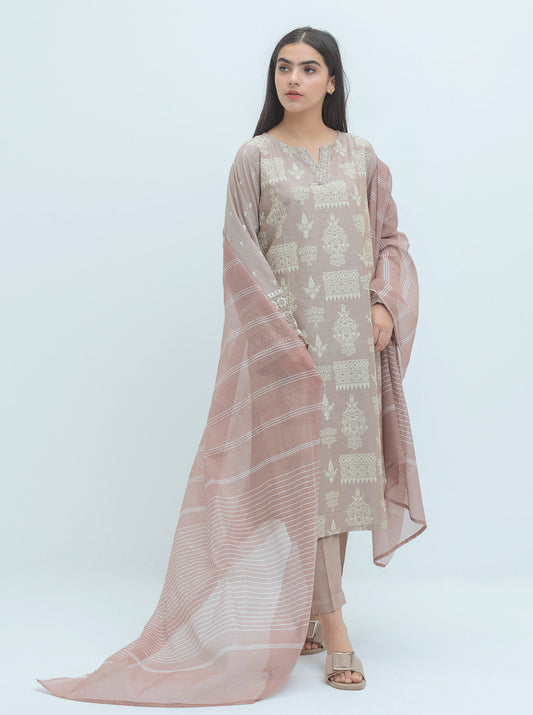 Beechtree - Embroidered Shirt With Dupatta