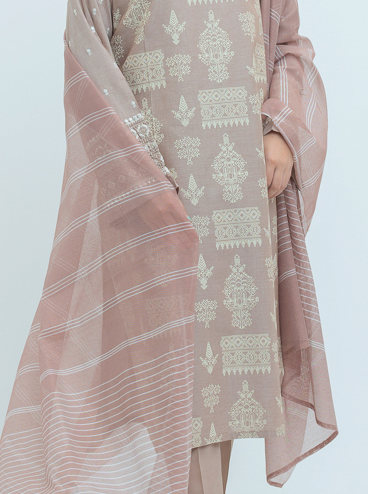 Beechtree - Embroidered Shirt With Dupatta