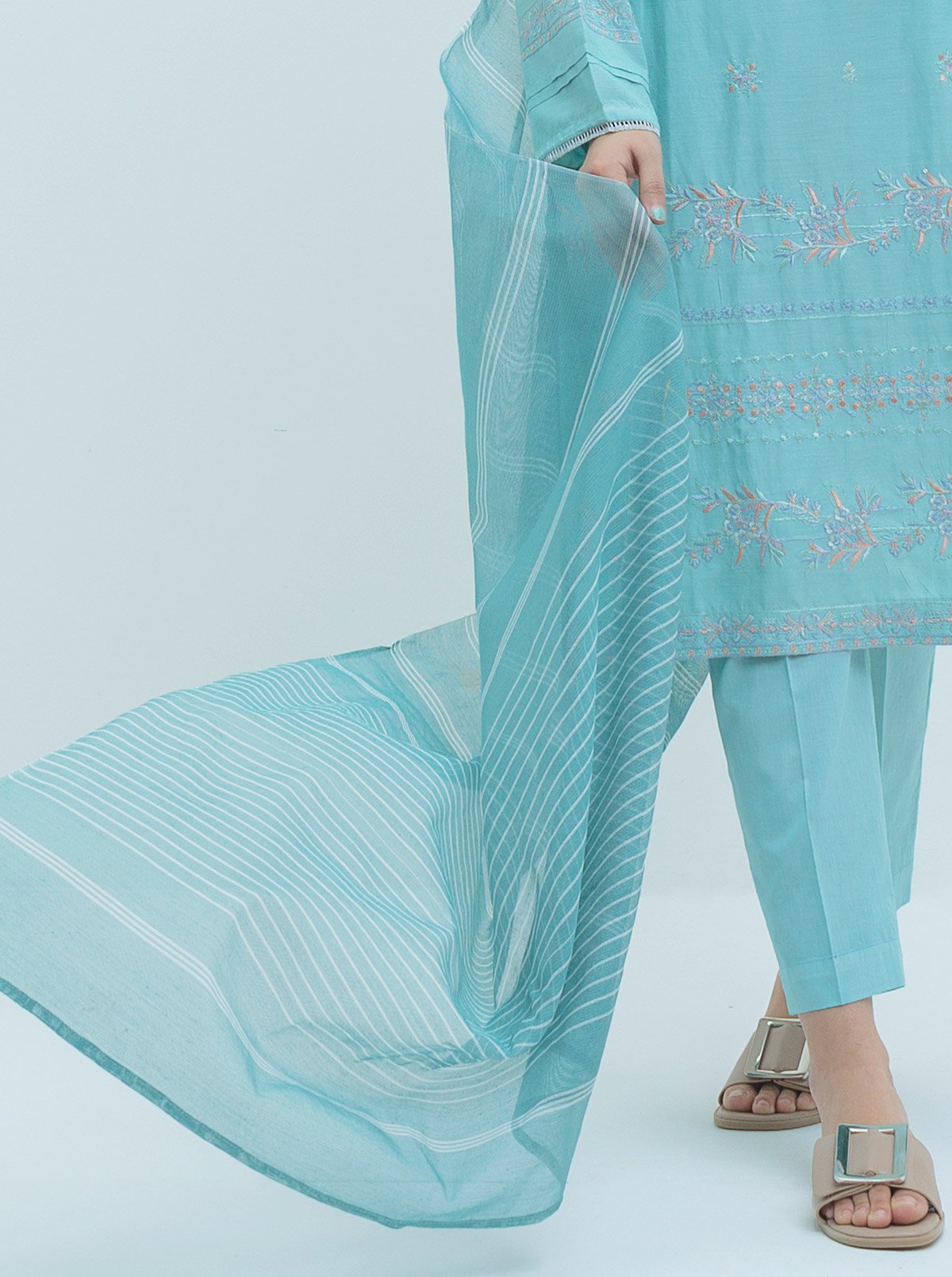 Beechtree - Embroidered Shirt With Dupatta
