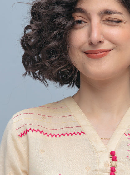 Beechtree - Embroidered Shirt With Dupatta