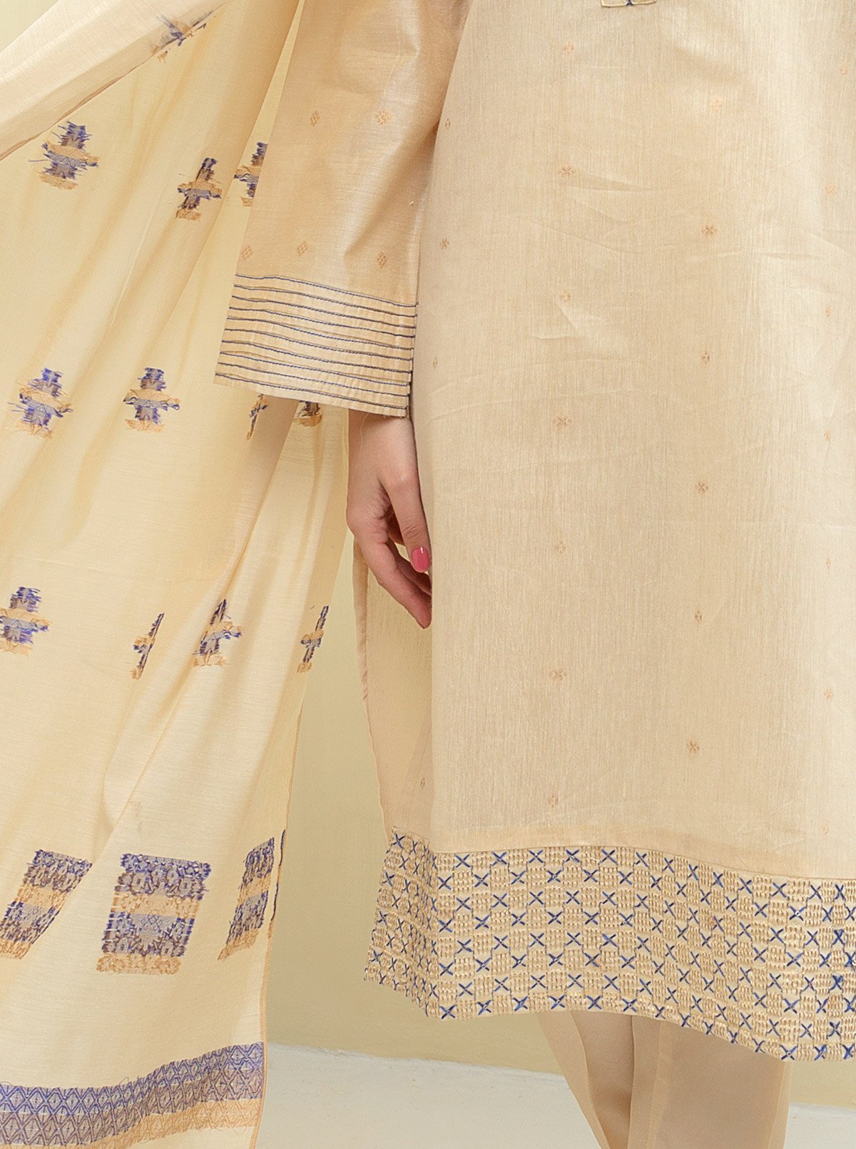 Beechtree - Embroidered Shirt With Dupatta