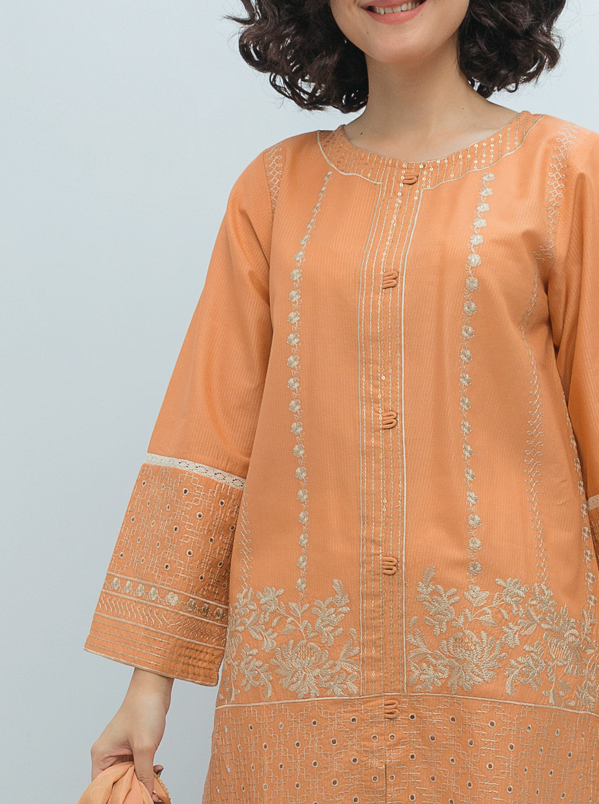 Beechtree - Embroidered Shirt With Dupatta